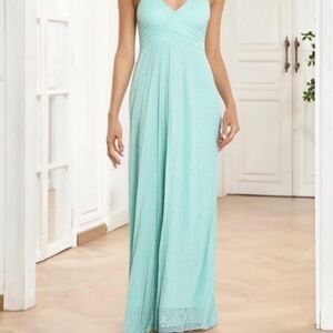 NWT Women's Peekaboo Back Lace Overlay Shirred Gown Dress